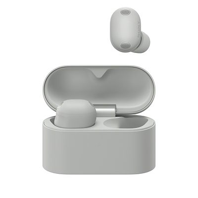 Sony WF-1000XM6 earbuds in platinum silver with open charging case