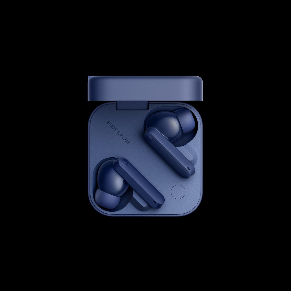 CMF Buds 2 Plus earbuds in blue inside their open charging case